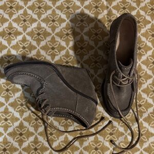 Frye Gray Suede Ankle Booties